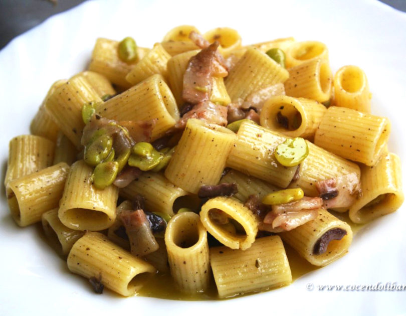 Gricia ‘imbrogliata’ con fave fresche