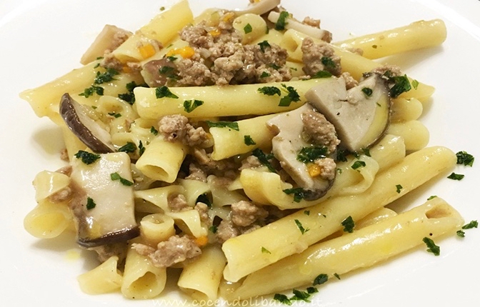 Mezze zite con ragù bianco e porcini