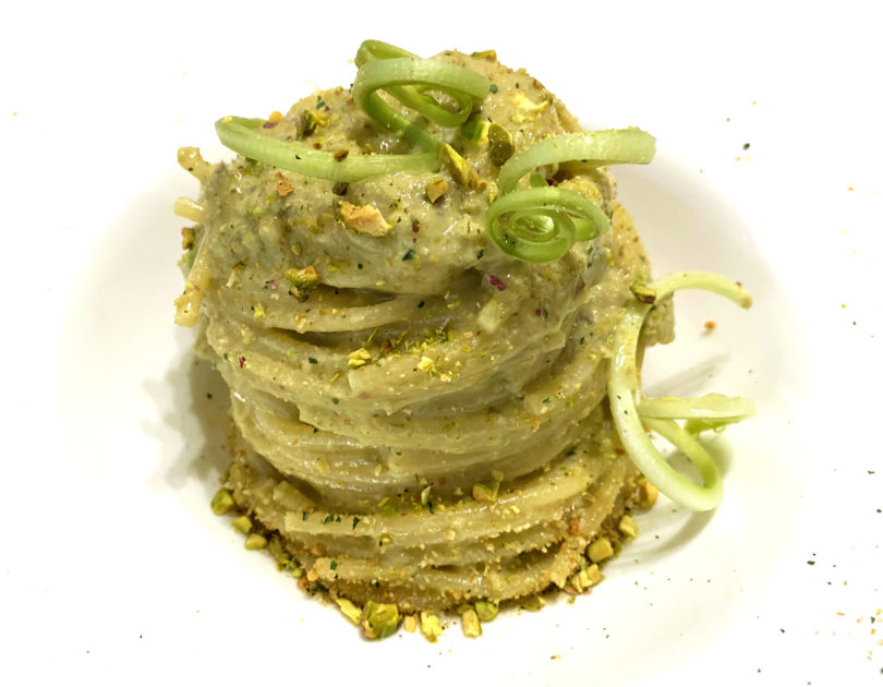 Spaghetti al pesto di puntarelle