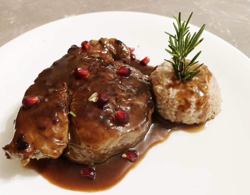 Filetto di manzo in agrodolce al melograno